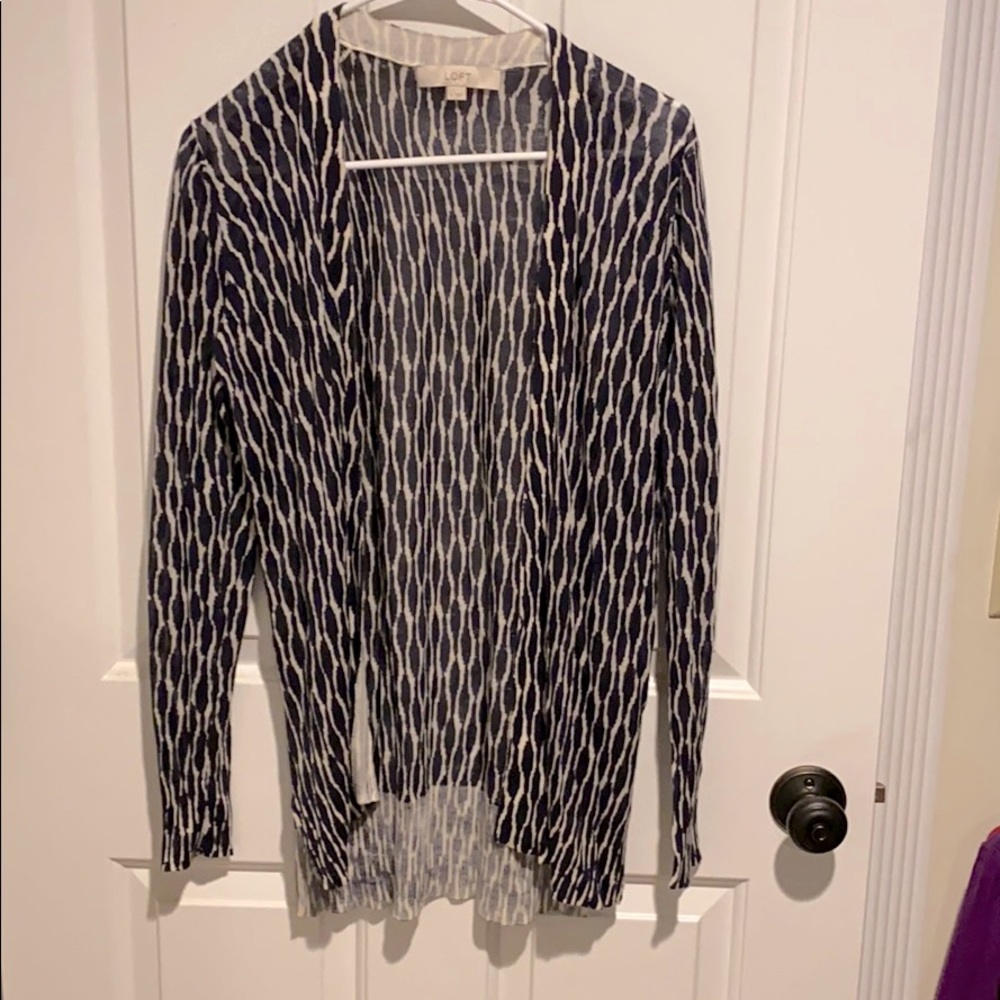 LOFT - navy & cream cardigan - S